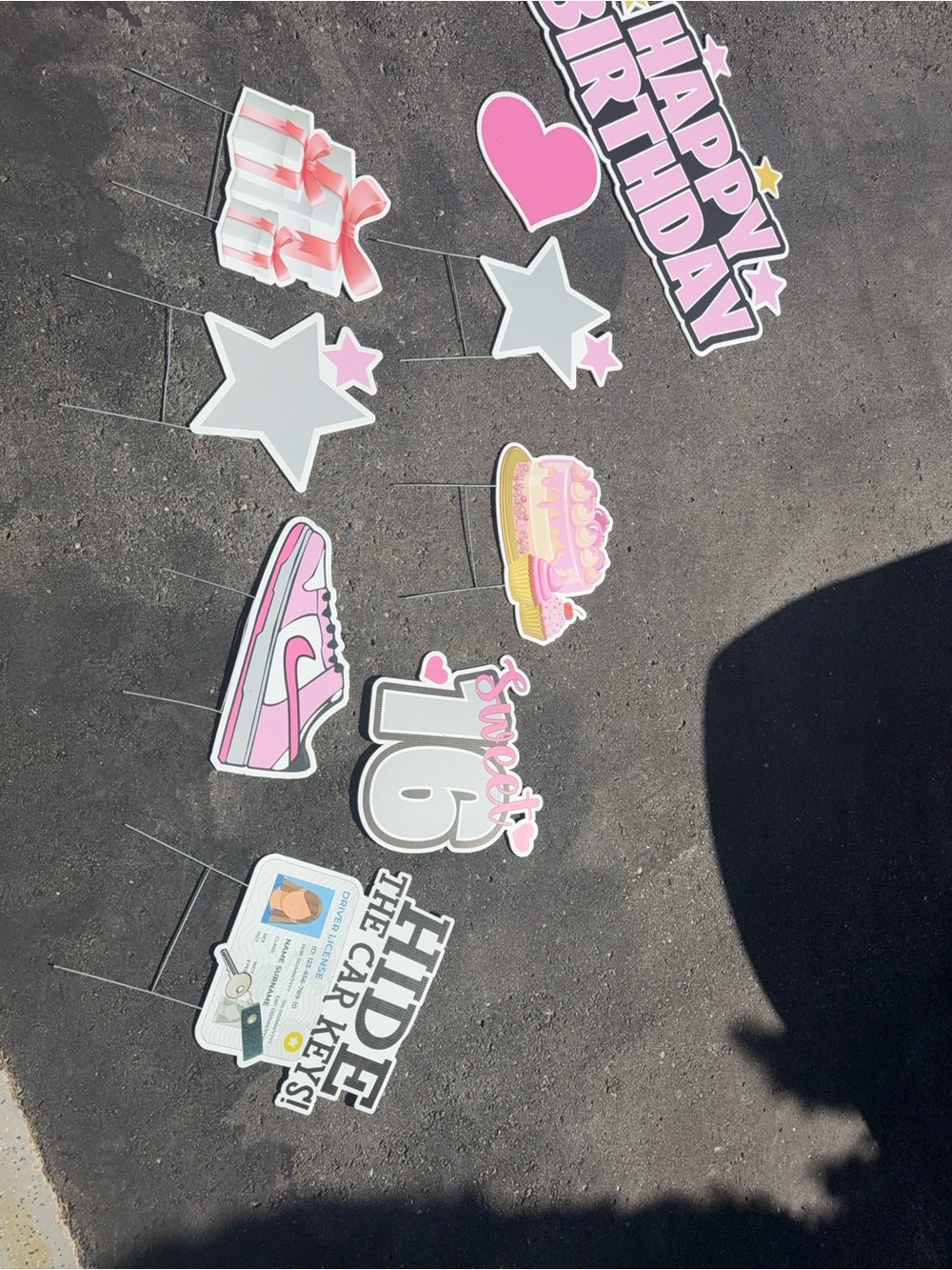 Pink Happy Birthday Sweet 16 Yard Signs - Kids Accessories